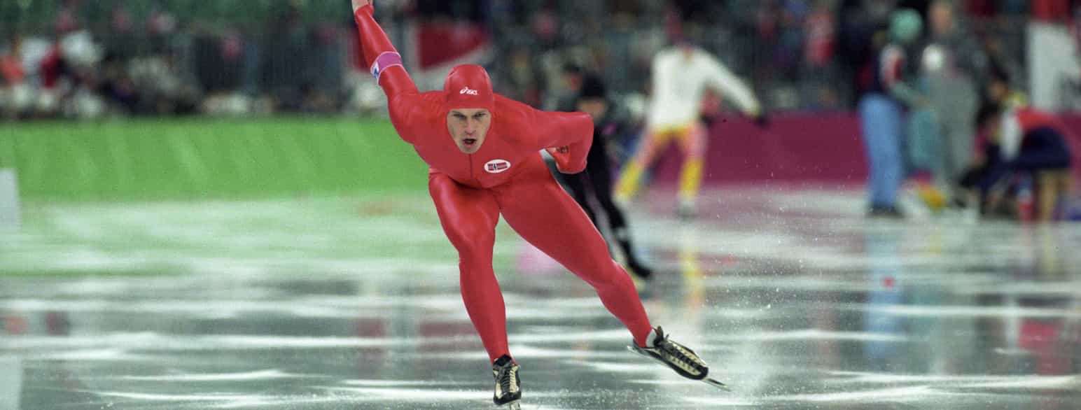 Johann Olav Koss på veg mot gull på 1500 meter under OL på Lillehammer i 1994