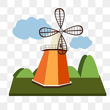 beautiful windmill decoration illustration, Beautiful Windmill, Creative Windmill beauty illustrations clipart hd png