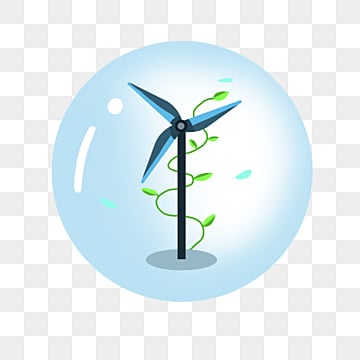 blue windmill environmental illustration, Green Vine, Cartoon Illustration environmental illustrations clipart hd png