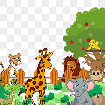 illustrazioni di animali nello zoo elefante e leone, Clipart Di Zoo, Leone, Elefante PNG e PSD