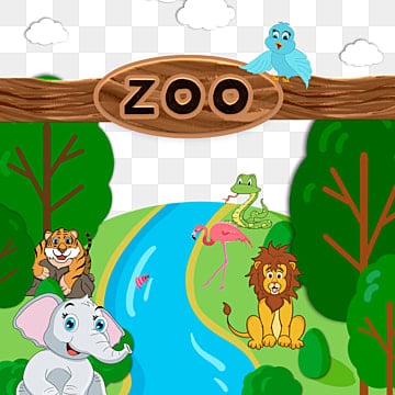 piccoli animali accanto al fiume nello zoo, Clipart Di Zoo, Scimmia, Leone PNG e PSD