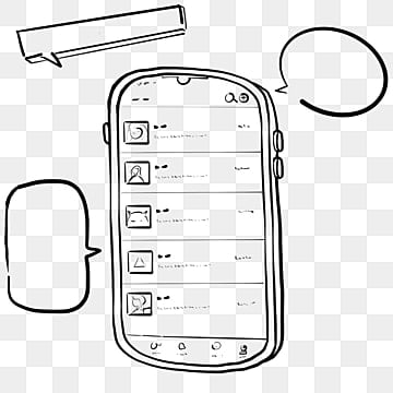 흑백 일러스트 회선 전화, 휴대 전화, 만화, 틀 PNG 및 일러스트