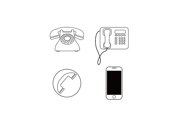 black and white line phone icon, Telephone Subscript, Line phone line png picture