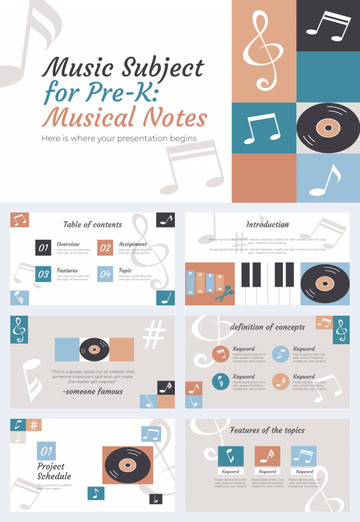 music subject for pre k notes planner Google Slide and PowerPoint Background