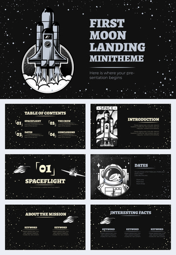 first moon landing minitheme presentation Google Slide and PowerPoint Background