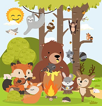 simpatico personaggio dei cartoni animati di animali della foresta del bosco, Animale, Foresta, Cartone Animato PNG e Vector