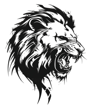 獅子頭骨剪影紋身側視圖, 狮子, 颅骨, 紋身 PNG圖案素材