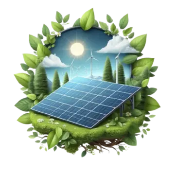 sustainable energy solar panel with eco friendly leaves, Sustainable, Energy Solar, Friendly Leaves PNG Image and Clipart