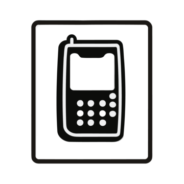 phone sign in black and white vector, A Simplistic Black Icon Of Hand Draw Phone On A White Background, No Shadows, Small Centered In Frame PNG and Vector