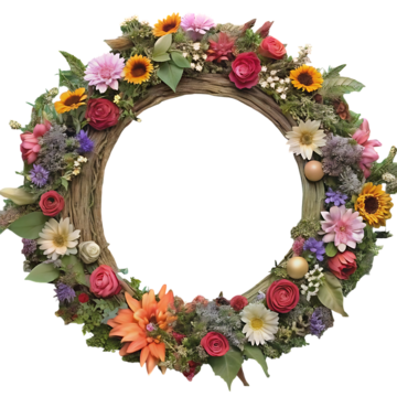 seasonal inspirations spring summer autumn and winter wreaths eco friendly sustainable flowers foliage holiday celebrating with leaves isolated on transparent background, Flowers, Leaf, Wreath PNG Image and Clipart