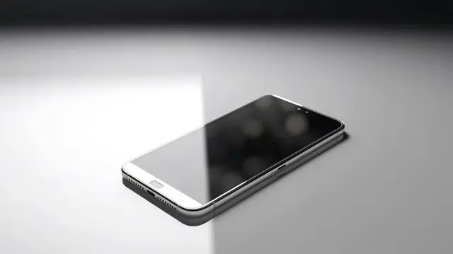 검은색 화면과 반사가 있는 흰색 전화기 배경, 흰색 화면이 있는 3d 그림 현대 스마트폰, 고화질 사진 사진, 스마트 폰 배경 이미지