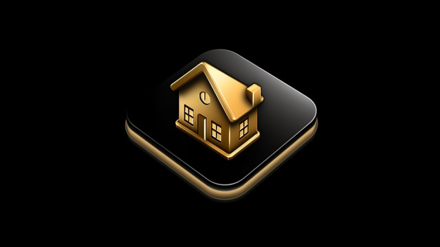 golden home icon 3d render of a black square key button ui ux element Background, Home Loan, Mortgage, Mortgage Loan Background image