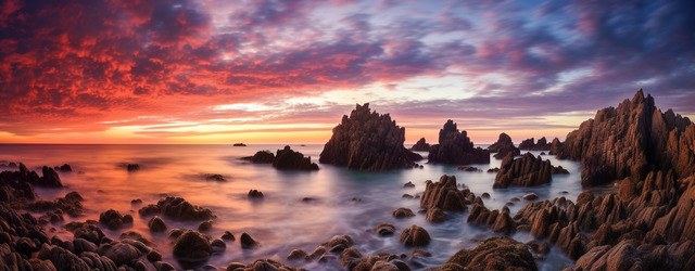 von jugandha und jackson landschaften natürlicher schroffer sonnenuntergang ozean felsiger küstenstrand Hintergrund, Wasser, Felsen, Hintergrund Hintergrundbild