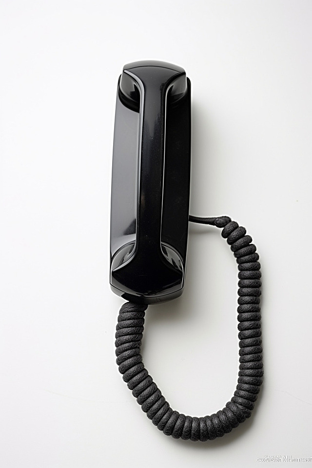 a phone is laying on a white background with a black cord attached, Luck, Household Goods, Indoor Background image