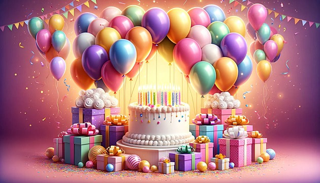 balloon birthday cake gift birthday celebration background, Balloon, Birthday Cake, Gift Background image