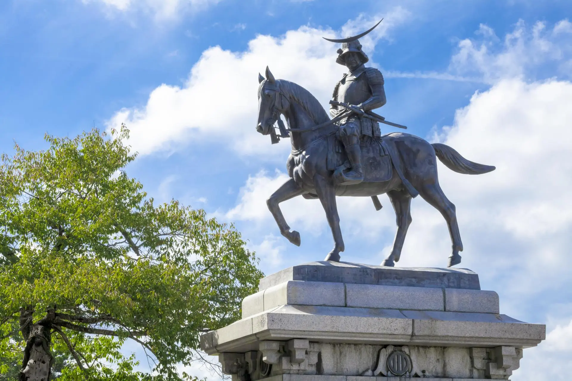 The statue of Lord Date Masamune on horseback stands on the site of the main enclosure.