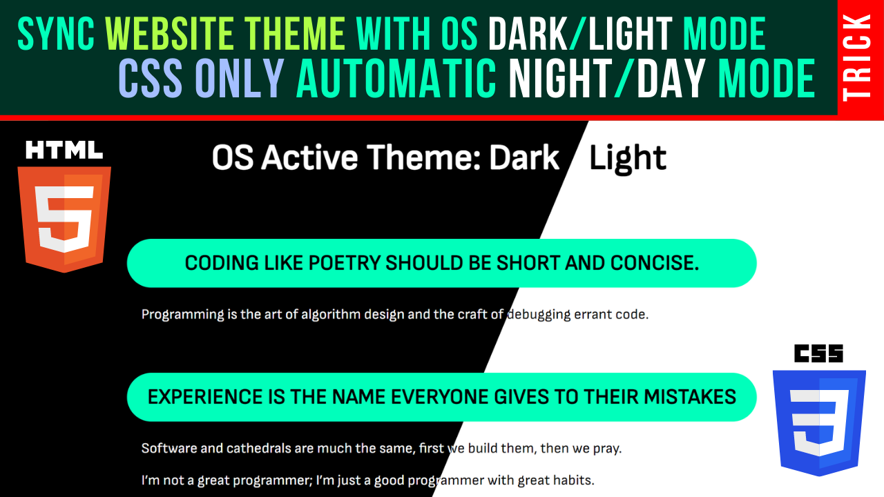 Sync-Website-Theme-With-OS-Dark-Mode-And-Light-Mode-CSS-Only-Trick