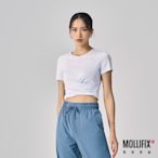 Mollifix 瑪莉菲絲 下擺交疊短袖上衣 (灰藍)、瑜珈服、瑜珈上衣、T恤、運動服