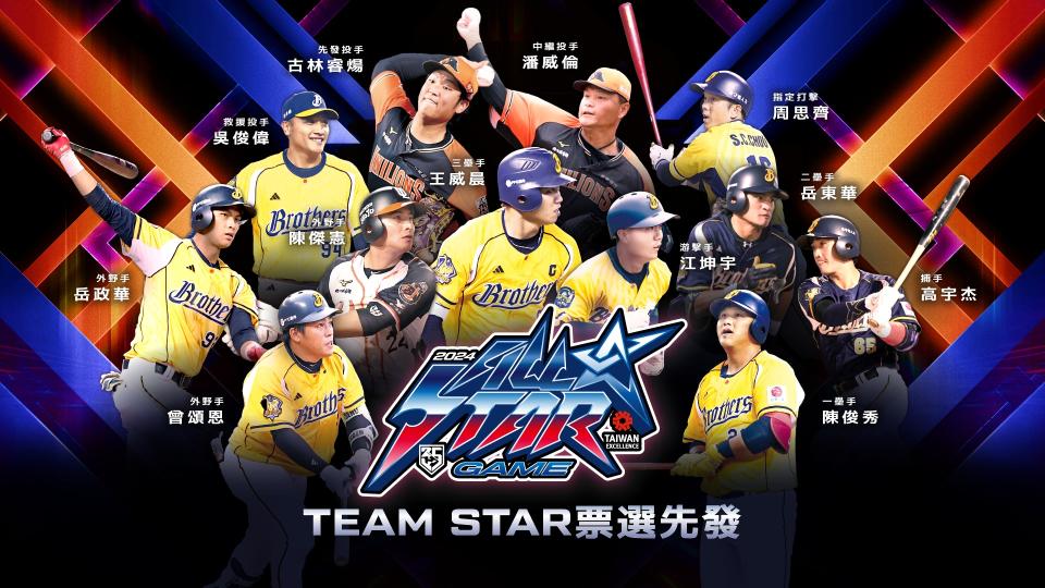 2024年中華職棒明星對抗賽明星隊先發。（中職提供）