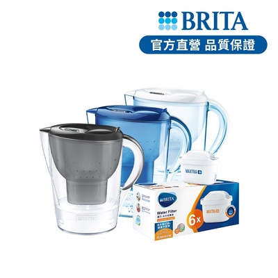 德國BRITA 馬利拉濾水壺3.5L(含1芯)+去水垢濾芯6入 [共1壺7芯]