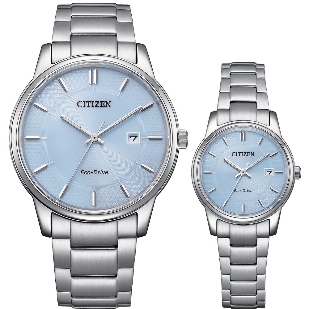 CITIZEN 星辰 冰河藍 光動能情侶手錶 對錶 送禮推薦 BM6978-77L+EW2318-73L