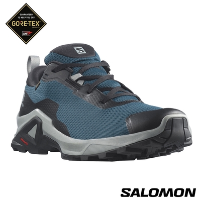 官方直營 Salomon 男 X REVEAL 2 Goretex 低筒登山鞋 野跑鞋 軍藍/黑/深礦灰