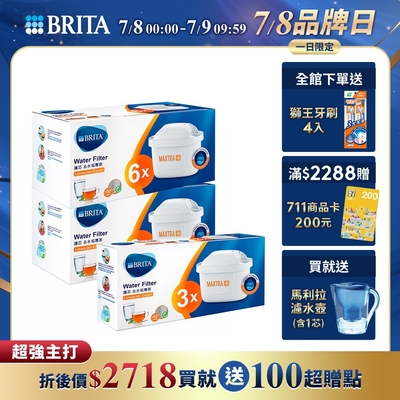 德國BRITA MAXTRA PLUS 去水垢濾芯15入 加贈馬利拉濾水壺2.4L(含1芯) 共16芯