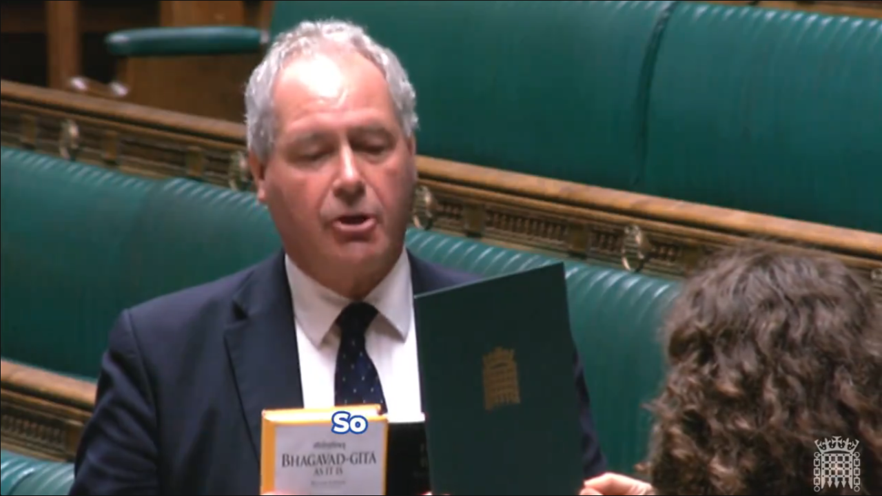 UK Parliament Conservative MP Bob Blackman Takes Oath With Bhagavad Gita In Hand  Watch