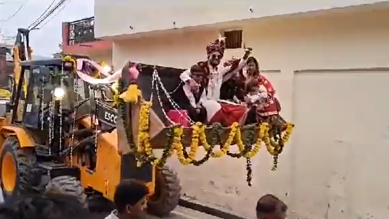 WATCH UP Groom Arrives On Bulldozer Internet Reacts To Viral Video