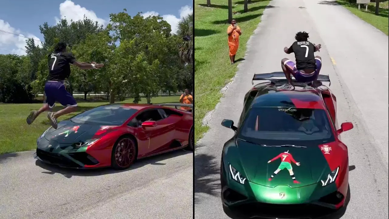 IShowSpeed Jumps Over Speeding Lamborghini First Person in the World