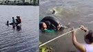 VIDEO Locals Rescue Hyderabad Man His 3 Kids After He Attempts Suicide And Drives Car Into Lake