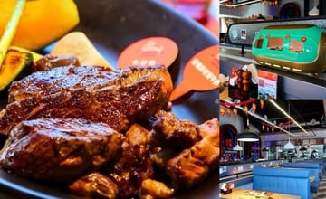 南投｜Running Steak朗寧牛排：18度C巧克力旗下推新品牌餐廳，超可愛軌道列車送餐，噱頭十足！