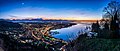 view, Bodensee und Rheinmündung mit Alpen