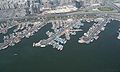 Port Saeed in Deira with lots of Dhows as seen from the air