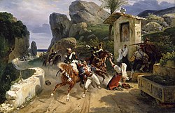 Italian Brigands Surprised by Papal Troops 1831