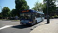 English: Metrobus 202 (SN03 WKY), a Dennis Lance SLF/Plaxton Pointer 2, turning into The Broadway, Crawley, West Sussex, on route 100. This is an odd working, as part of the Fastway network, route 100 should be run with Fastway Scania OmniCitys. However, sometimes, normal buses have to be used, as seen here. Fortunately, route 100 does not use any busways, so the use of a non-guided bus does not mean they have to miss out the bus priority measures.