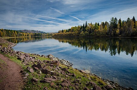 Irkut River near Shamanka Rock, by Eugene ostroumov