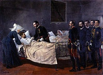 Alfonso XII visitando a los coléricos de Aranjuez, de José Bermudo Mateos. 1887.