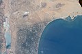 from above: Dead Sea and "Dead Sea Works" (left), Israel and Egypt Negev Desert, Gaza Strip coast.