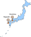 Locations of the two atomic bombings