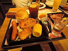 Grilled mixed steaks in dinner.jpg