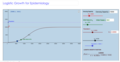 Tim Bredzinski, modified by E. Niehaus (2020) Logistical Growth in Epidemiology - Geogebra-Applet - URL: https://www.geogebra.org/m/wtmeqgvf (accessed 2020/03/20) Created for Wikiversity Learning Resource COVID-19 Mathematical Modelling