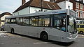 English: Hotel Connect AE56 MBU, a MAN 14.220/MCV Evolution, turning left from London Road into Vicarage Hill, Westerham, Kent, on route 236. The route was operated by Surrey Connect (it is now run by Southdown PSV), but a Hotel Connect liveried-vehicle was being used instead here, as they both operated from the same depot (only the trading names are different).