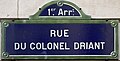 * Nomination Street sign of Colonel Driant street in Paris, France. --Chabe01 00:15, 24 May 2023 (UTC) * Promotion  Support Good quality. --Fabian Roudra Baroi 02:06, 24 May 2023 (UTC)