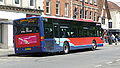 English: Wilts & Dorset 153 (HF55 JYZ), a Mercedes-Benz Citaro, in Blue Boar Row, Salisbury, Wiltshire, on the Pulseline service. Pulseline was the new name for service 52, and while the Citaros didn't display the old number, when other buses had to cover the route, they still showed "52". As part of the new Salisbury Reds network from 21 March 2010, Pulseline became known as the Red 1.