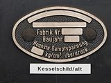 Deutsch: Kesselschild im Dampflokwerk Meiningen, Thüringen