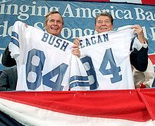 President Reagan and Vice President Bush at a welcoming rally at the Loews Anatoly hotel in Dallas Texas (cropped1).jpg