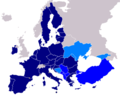 Map of the EU 27, showing wide prospective enlargement