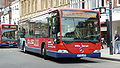 English: Wilts & Dorset 156 (HF55 JZD), a Mercedes-Benz Citaro, in Blue Boar Row, Salisbury, Wiltshire, on the Pulseline service. Pulseline was the new name for service 52, and while the Citaros didn't display the old number, when other buses had to cover the route, they still showed "52". As part of the new Salisbury Reds network from 21 March 2010, Pulseline became known as the Red 1.