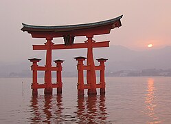 The shrine's famous "floating" torii